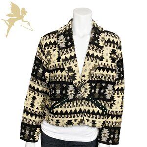 VINTAGE NEW IDENTITY Aztec Print Tapestry Cropped Blazer